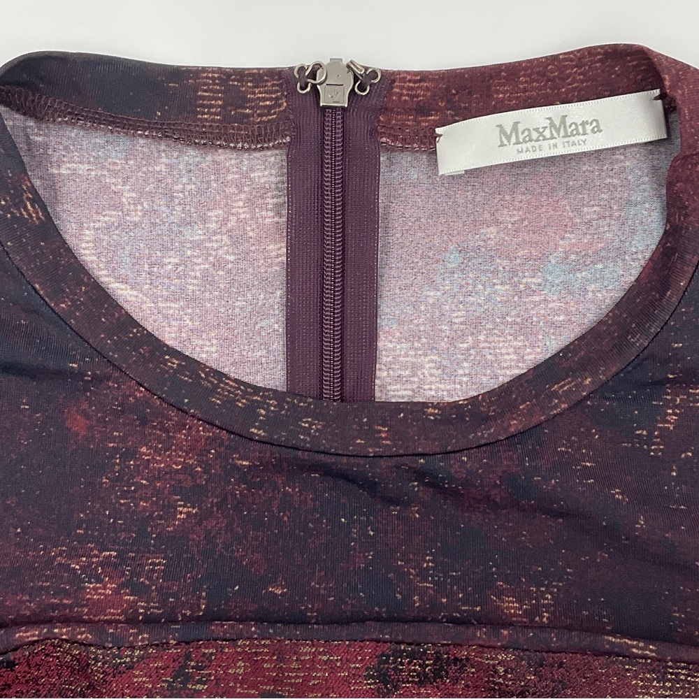 Max Mara Varna NWOT Jacquard Print Bordeaux Sheath Dress As Seen On TV 36 / US 2 - Picture 14 of 16